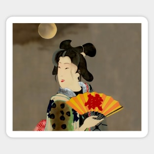 Japanese - oriental -medieval and romantic woman Sticker